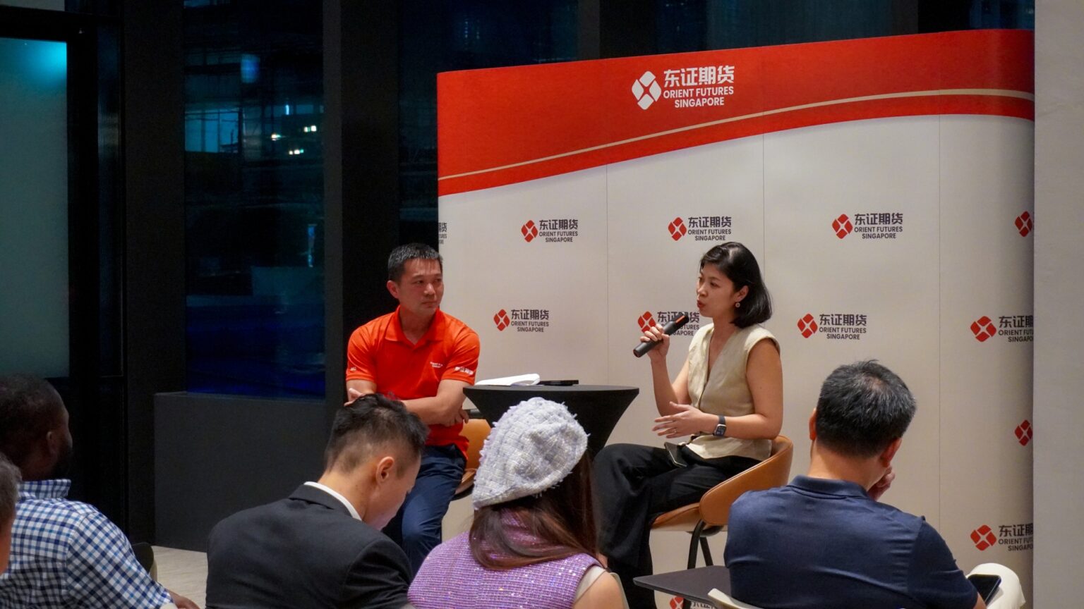 Orient Futures Singapore CEO and SGX representative speaking at a Fireside Chat-2