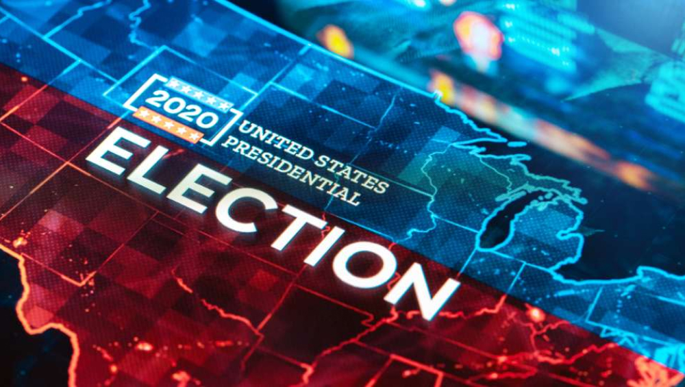 Digital graphic map illustrating the 2020 United States Presidential Election.