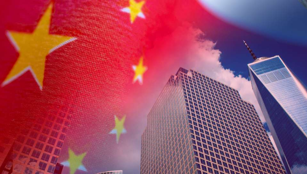 China flag over a modern city skyline representing China’s evolving derivatives landscape