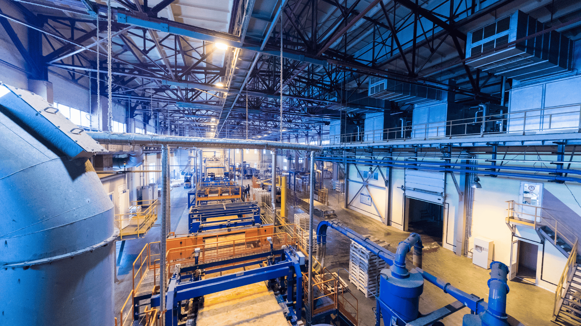 Modern industrial facility with automated machinery and production equipment.