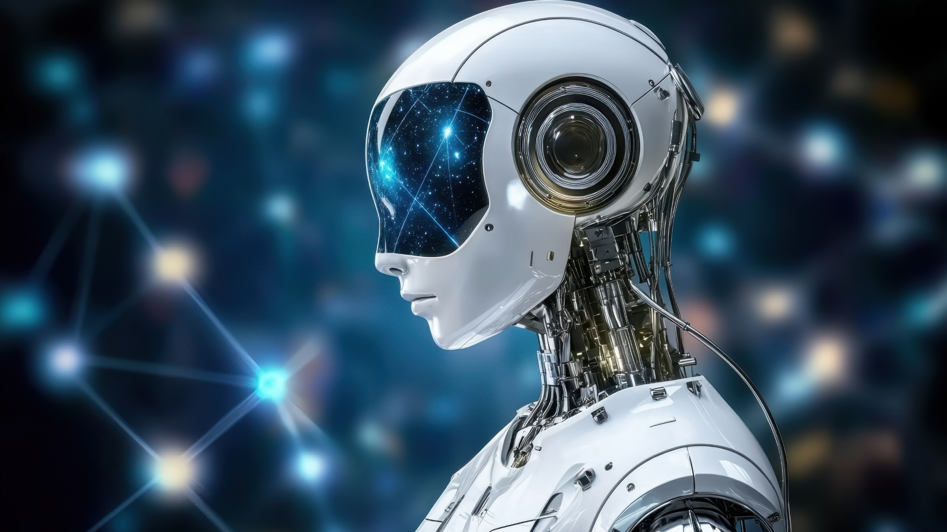 Female robot, AI, network, future, technology, digital