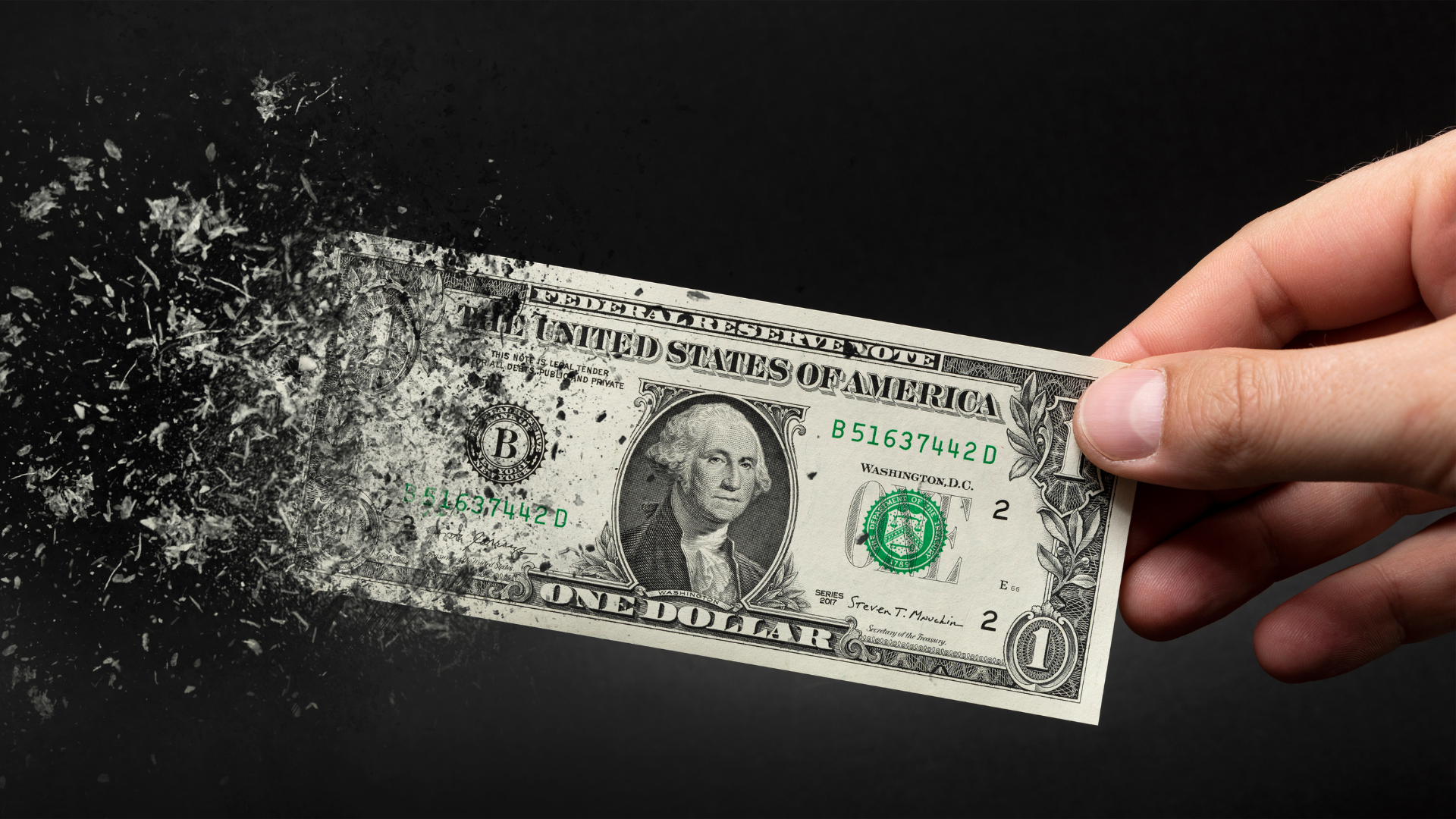 Dollar Bill Hyperinflation with Black Background