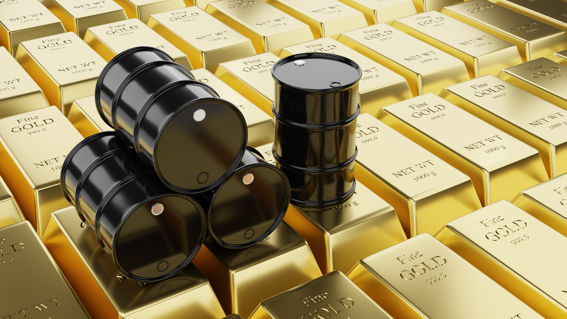 Oil Barrels on Gold Bars