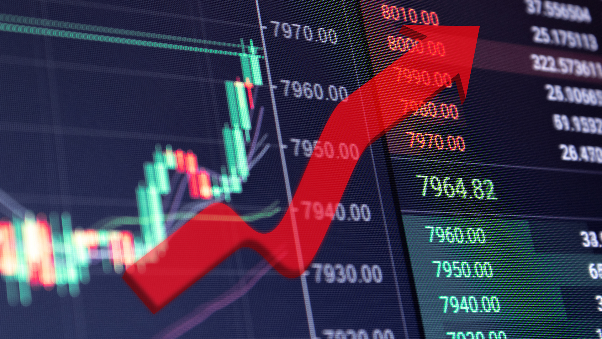 Rising stock market graph