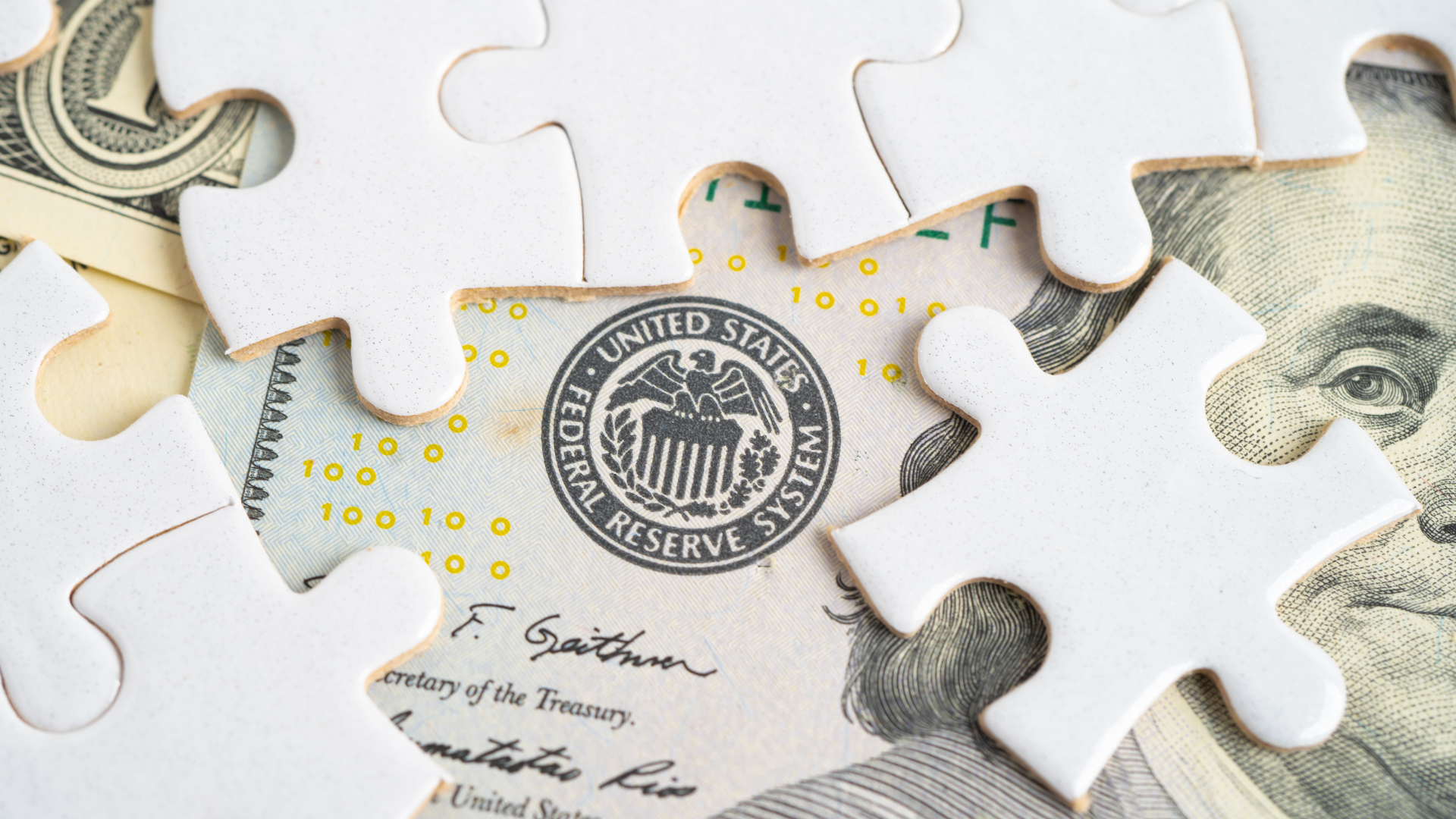 FED The Federal Reserve System with jigsaw puzzle paper