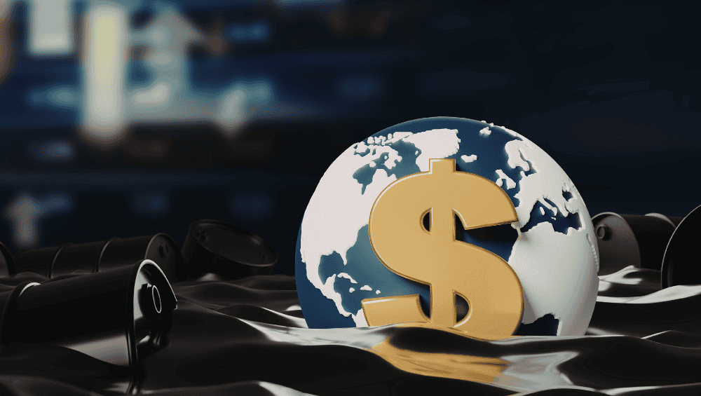 Globe with dollar sign symbolizing global financial markets affected by Iran conflict.